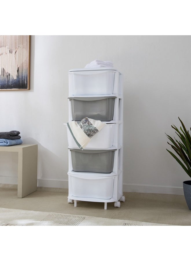 Kevin 5-Tier Storage Drawer Rack with Wheels 37 x 37 x 90 cm