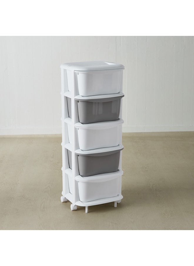 Kevin 5-Tier Storage Drawer Rack with Wheels 37 x 37 x 90 cm