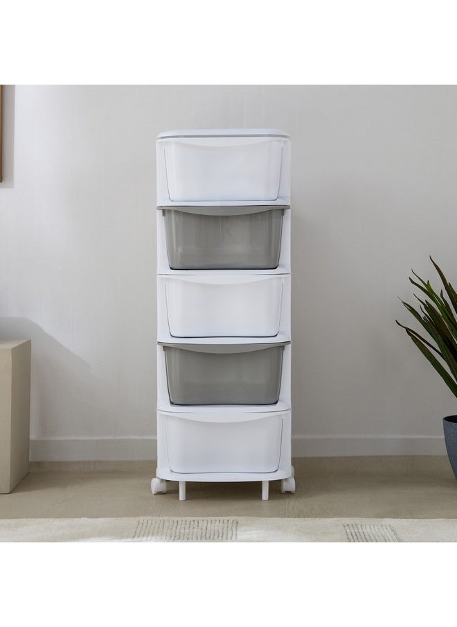 Kevin 5-Tier Storage Drawer Rack with Wheels 37 x 37 x 90 cm