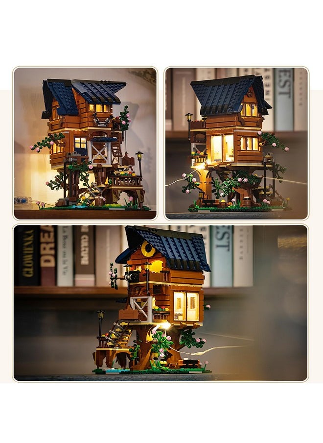 Tree House Stem Toy, 1155Pcs Creative Building Set For Kids With Led Light | 4 Seasons In 1 Treehouse Building Bricks Forest House For 6 7 8 9 10+ Girls Boys Christmas Birthday Gift