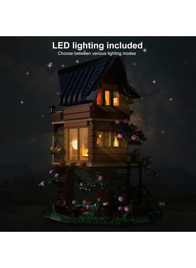 Tree House Stem Toy, 1155Pcs Creative Building Set For Kids With Led Light | 4 Seasons In 1 Treehouse Building Bricks Forest House For 6 7 8 9 10+ Girls Boys Christmas Birthday Gift