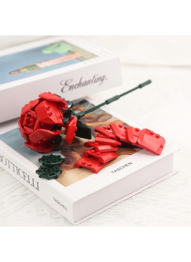 Rose Flower Building Set-10Pcs Rose Flowers & 2Pcs Leaves Botanical Collection, Artificial Flowers For Home Décor, Roses Bouquet Building Kit For Valentine’S Day Christmas Birthday Anniversary