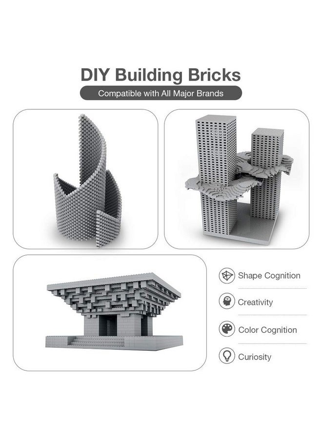 Building Bricks 1500 Pcs Basic Building Blocks, Compatible With All Major Brands (Gray)