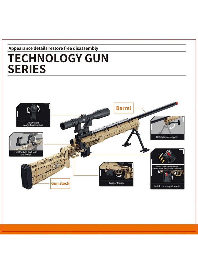 Building Blocks Guns Model Toys, 1086 Pcs 1:1 M24 Model Building Kits For Adults Boys Teens, Building Bricks For Halloween Christmas Day Birthday Gifts, Building Block Sets For Military Enthusiasts
