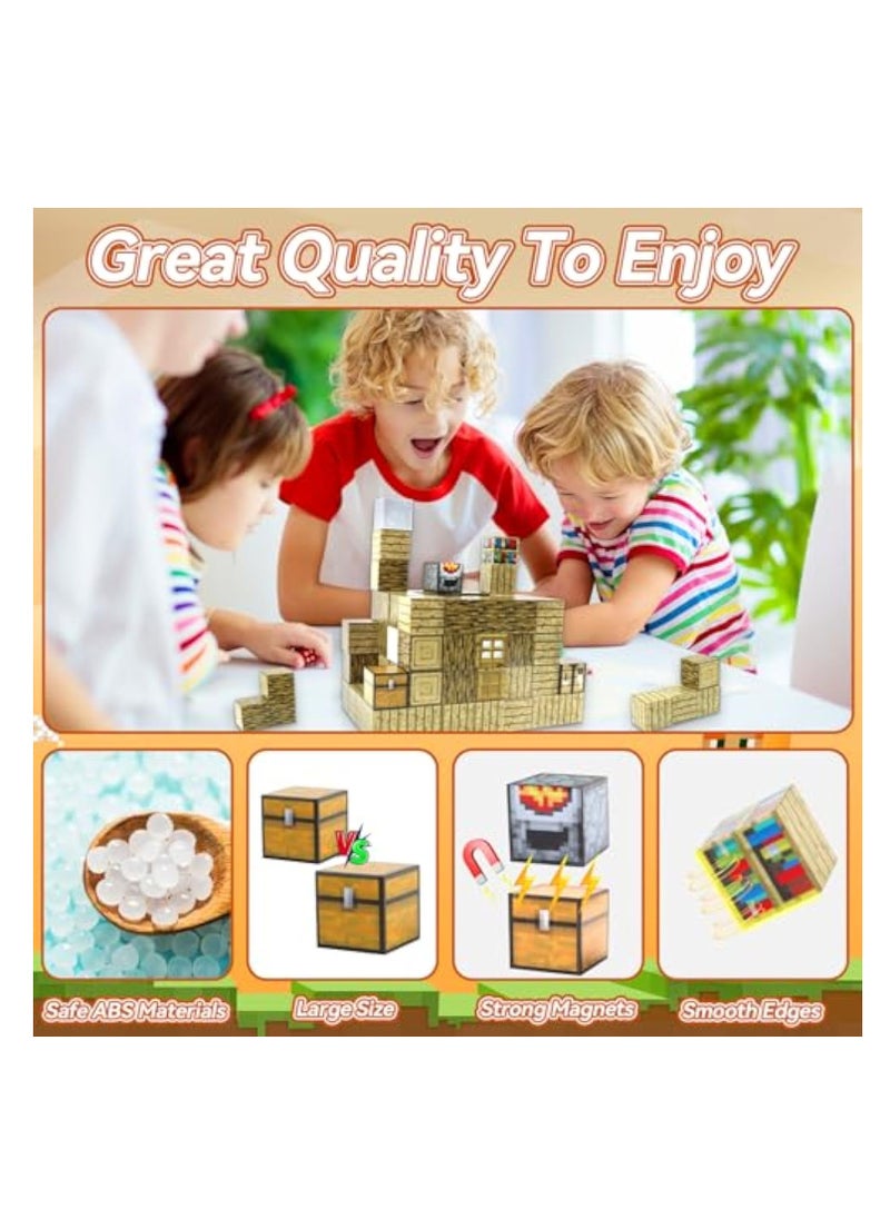 80PCS Magnetic Blocks, Build Mine Magnet World Set, Magnetic Blocks Building, Magnetic Tiles, Magnetic Construction Cube Toys, Buildable Game Elements Gifts, STEM Montessori Sensory Toys for Toddlers