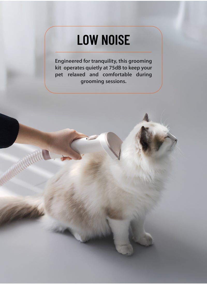 Pet Grooming 13500Pa 400W Vacuum Cleaner / Versatile Grooming Kit / Convenient Storage / 2-in-1 Crevice Tool / Clipping Combs / Cleaning Brush / Hose Holder / Grooming Brush / Electric Clipper / Pet Hair Remover - White