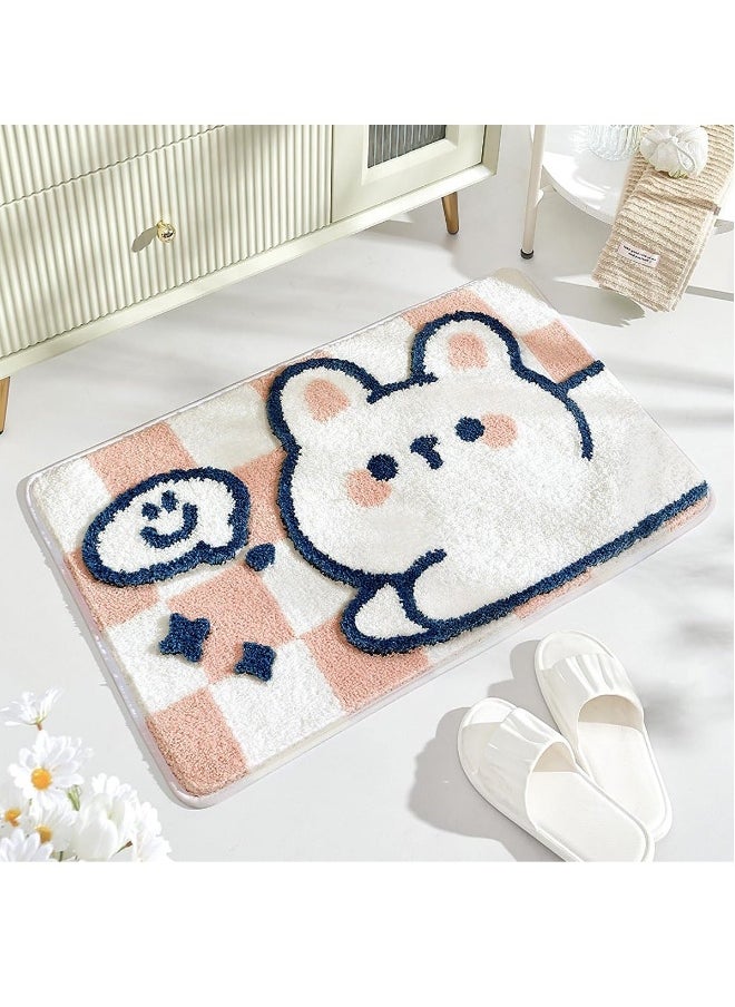 Animal Bathroom Rug Mat Extra Soft and Absorbent Bath Rugs Machine Wash Dry Non Slip Carpet for Tub Shower Room Rabbit 16x24In