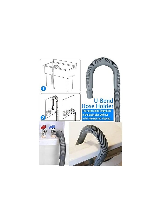 2-Pack Washing Machine & Dishwasher Replacement Hose Kit, 2M Flexible Drain Hose Extension with 2 Adapters, 2 U-Bend Holders, 4 Hose Clamps, Corrugated Drain Pipe for Washer/Dishwasher Water Drainage