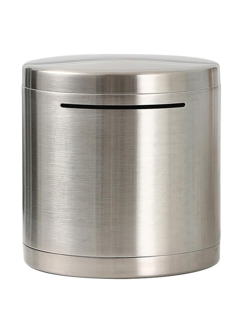 Piggy Bank Made of Stainless Steel, Piggy Banks for Adults Coin Bank,Can Only Save The Piggy Bank That Cannot be Taken Out (15 x 15 cm, Stainless Steel)