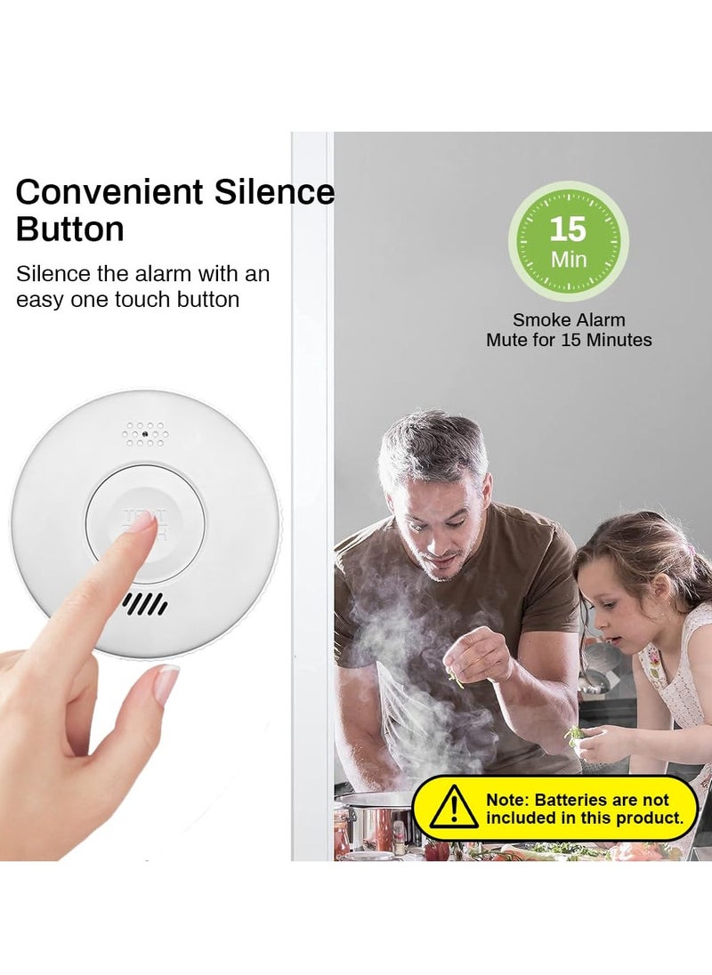 Smoke Detector With Alarm, 360 Degree Detection Home Fire Safety Alarm, Lightweight And Durable Photoelectric Smoke Sensor Detector For Home And Office, (1pc, White)