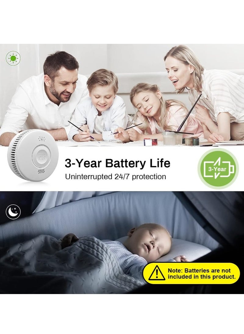 Smoke Detector With Alarm, 360 Degree Detection Home Fire Safety Alarm, Lightweight And Durable Photoelectric Smoke Sensor Detector For Home And Office, (1pc, White)