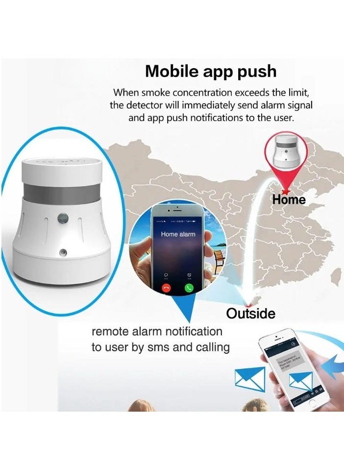 Wifi Smoke Sensor, Strong Efficient Fire Protection Alarm, Compact And Durable Smart Smoke Detector, Photoelectric Smoke Alarm For Home Office, (1pc, White)