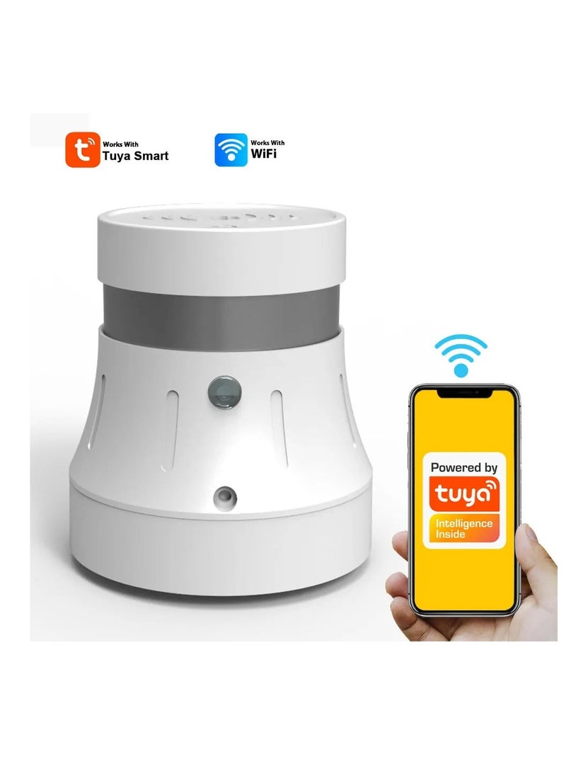 Wifi Smoke Sensor, Strong Efficient Fire Protection Alarm, Compact And Durable Smart Smoke Detector, Photoelectric Smoke Alarm For Home Office, (1pc, White)