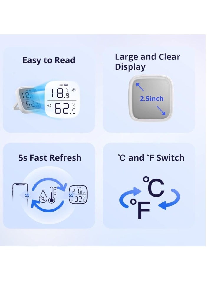 Indoor Temperature Humidity Sensor, Compact And Lightweight Thermometer Hygrometer, Portable Large Display Digital Humididty Meter For Home Office, (1pc, White)