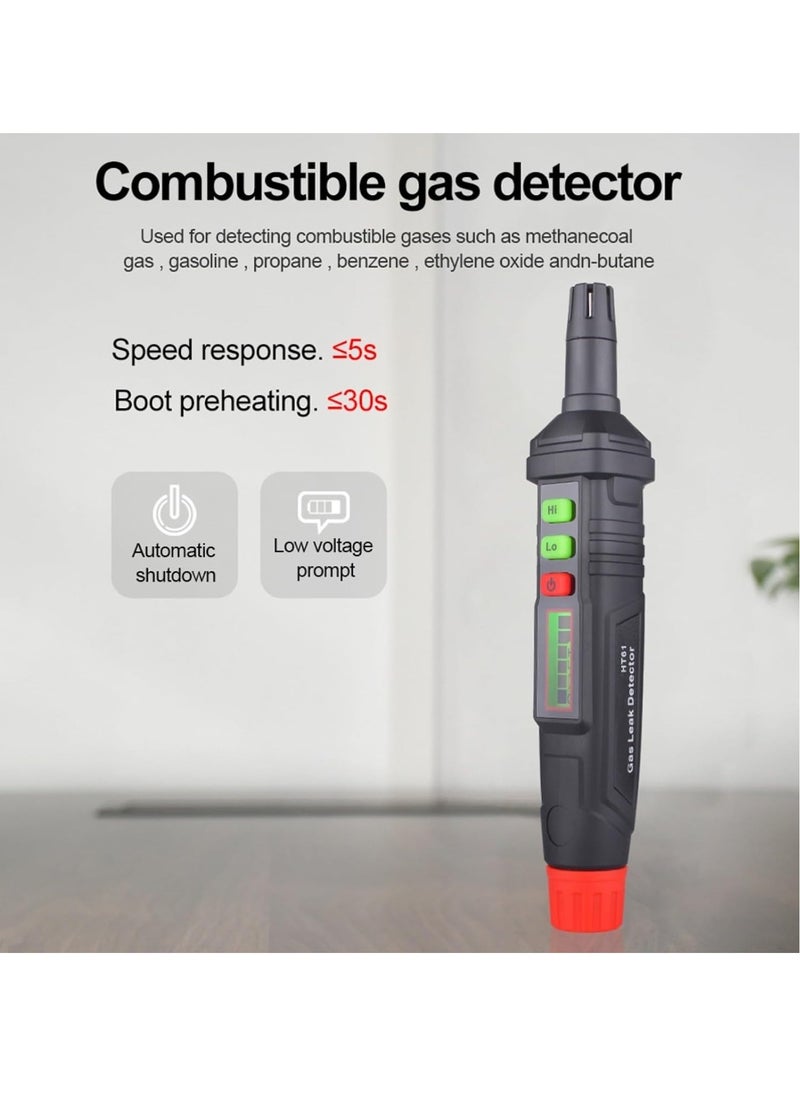 HT61 Gas Leak Detector, Handheld Combustible Gas Detector, Gas Leakage Sensor With Audible And Visual Alarm With Lcd Display, Methane Propane Natural Gas Detector, (1pc)