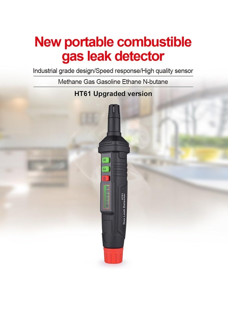 HT61 Gas Leak Detector, Handheld Combustible Gas Detector, Gas Leakage Sensor With Audible And Visual Alarm With Lcd Display, Methane Propane Natural Gas Detector, (1pc)