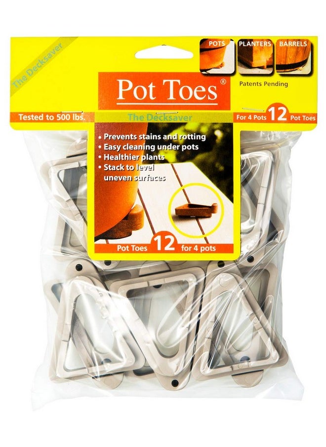 Bosmere Pot Toes, Plant Pot Risers for Indoor and Outdoor, Prevent Stains and Rotting on Wood, Cement, and Tile - Light Gray (Pack of 12)