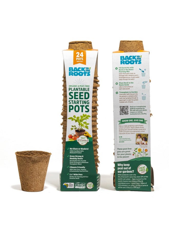 Back to the Roots Organic & Plantable Seed Starting Pots (24 CT)