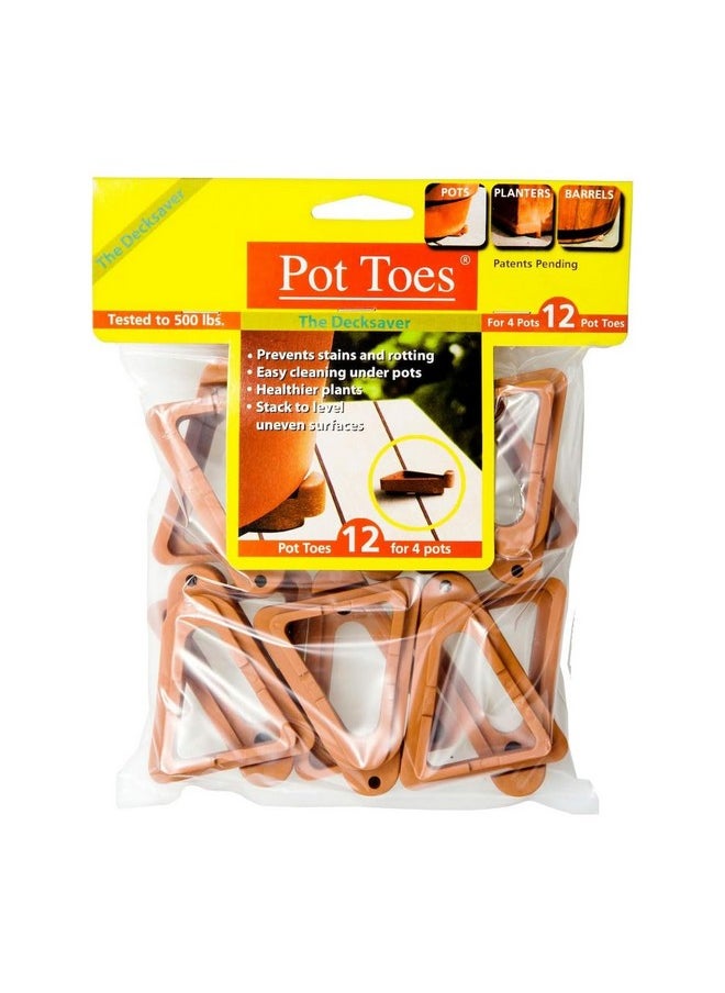 Bosmere Pot Toes, Plant Pot Risers for Indoor and Outdoor, Prevent Stains and Rotting on Wood, Cement, and Tile - Terra Cotta (Pack of 12)