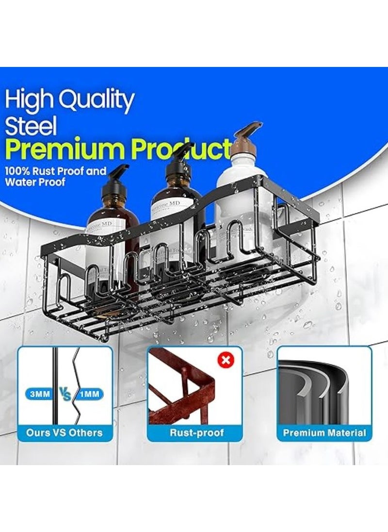 Shower Caddy 5 Pack, Adhesive Shower Organizer for Bathroom Storage & Kitchen, No Drilling, Large Capacity, Rustproof Stainless Steel Bathroom Organizer