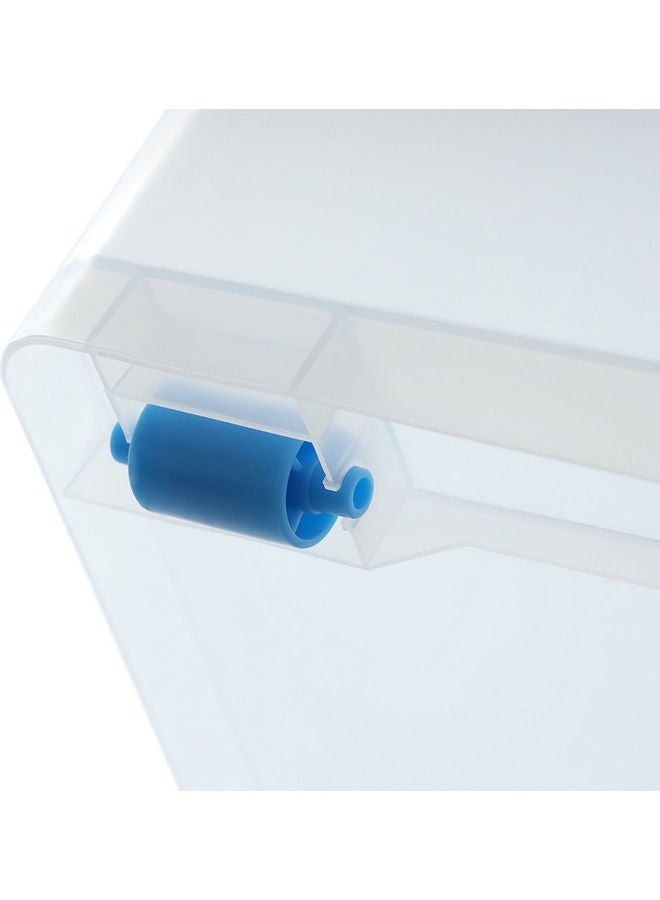 Rolling Wheel Organiser Box Clear/Blue 55x39x33cm