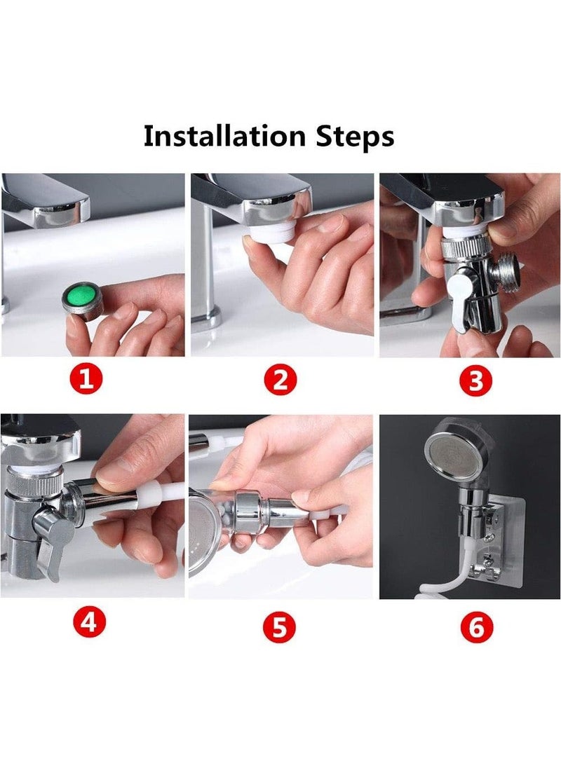 Faucet Sprayer Set Kitchen Sink Faucet Nozzle Ionic Shower Filter Household Water Saving Splash Tube Handheld Holder Shower Booster Without Tap for Bathroom Washbasin