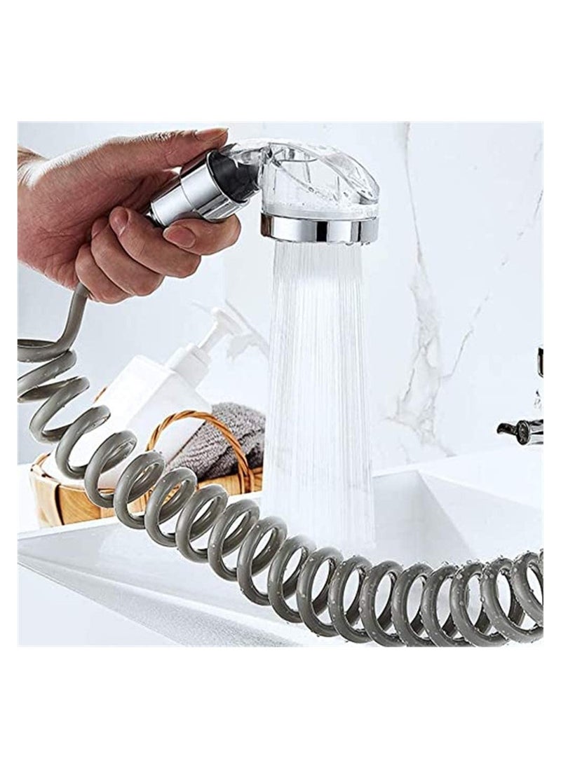 Faucet Sprayer Set Kitchen Sink Faucet Nozzle Ionic Shower Filter Household Water Saving Splash Tube Handheld Holder Shower Booster Without Tap for Bathroom Washbasin