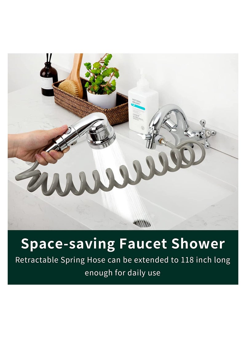 Faucet Sprayer Set Kitchen Sink Faucet Nozzle Ionic Shower Filter Household Water Saving Splash Tube Handheld Holder Shower Booster Without Tap for Bathroom Washbasin