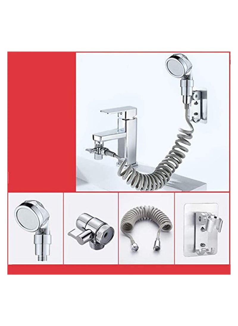 Faucet Sprayer Set Kitchen Sink Faucet Nozzle Ionic Shower Filter Household Water Saving Splash Tube Handheld Holder Shower Booster Without Tap for Bathroom Washbasin