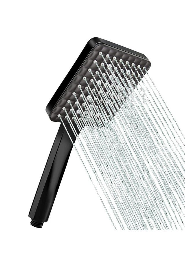 Shower Head Pressurized Heads with 6 Settings Spray Mode Square Power Universal Water Saving Large Black