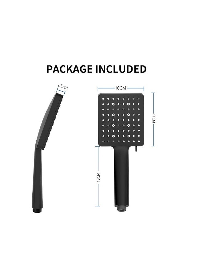 Shower Head Pressurized Heads with 6 Settings Spray Mode Square Power Universal Water Saving Large Black