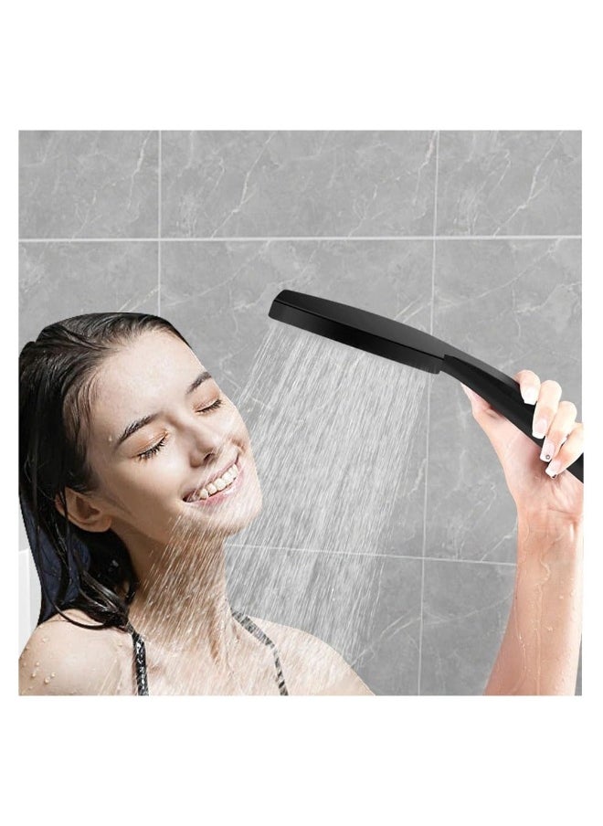 Shower Head Pressurized Heads with 6 Settings Spray Mode Square Power Universal Water Saving Large Black