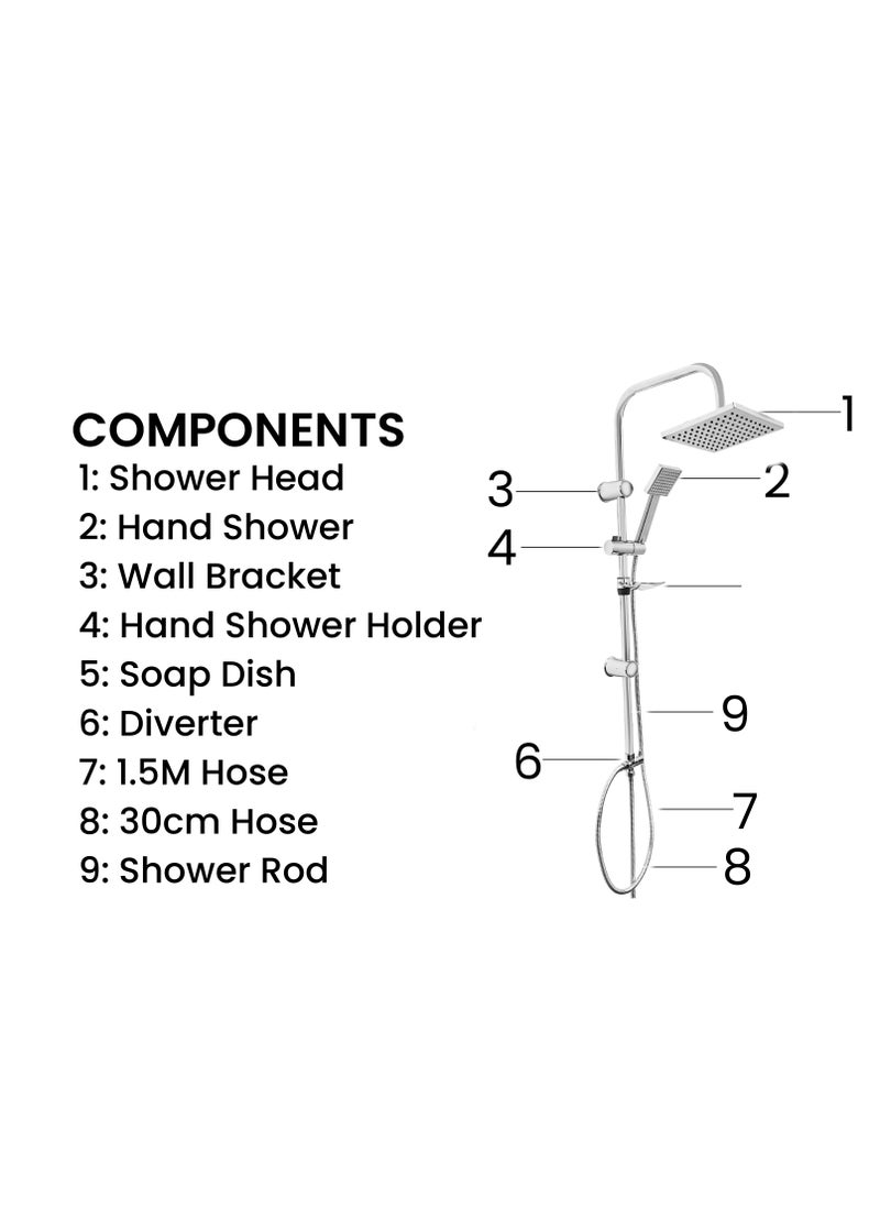 FRIZONE Shower Faucet set, Shower Kit 9001, Shower Kit with shower head, hand shower, Soap Dish, Diverter