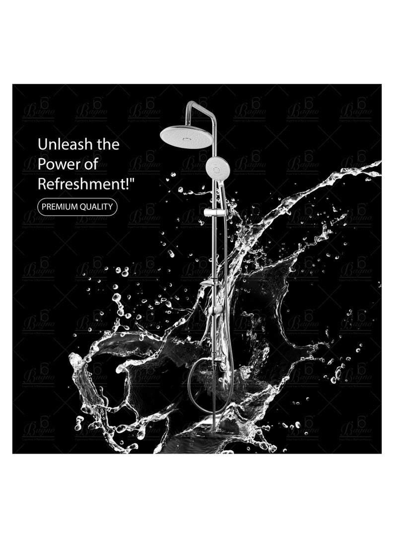 B BAGNO Shower Kit 85-1 with diverter, 220MM shower head, With 15° Rotation Angle / 120MM hand shower with 3 sprays, chrome