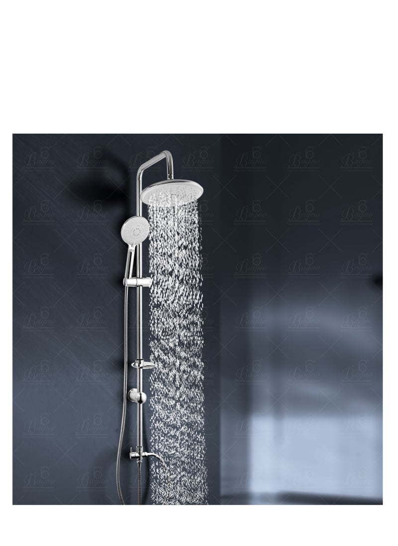 B BAGNO Shower Kit 85-1 with diverter, 220MM shower head, With 15° Rotation Angle / 120MM hand shower with 3 sprays, chrome