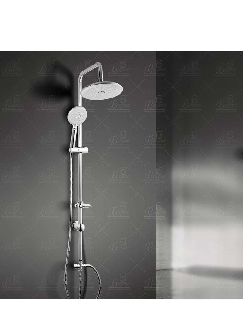 B BAGNO Shower Kit 85-1 with diverter, 220MM shower head, With 15° Rotation Angle / 120MM hand shower with 3 sprays, chrome