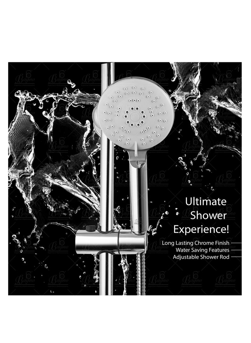 B BAGNO Shower Kit 85-1 with diverter, 220MM shower head, With 15° Rotation Angle / 120MM hand shower with 3 sprays, chrome