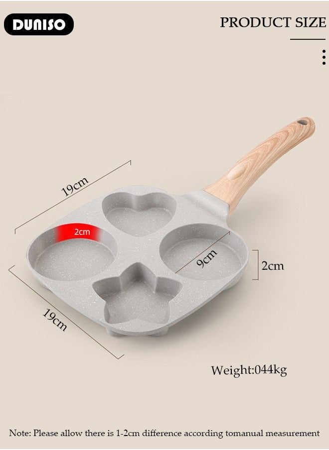 4-Cup Nonstick Egg Frying Pan, Fried Egg Pan, Omelette Pan, Mini Pancake Pan for Stove Top Gas & Electric, Small Egg Skillet, Breakfast Sandwich Maker for Indoor Outdoor Camping