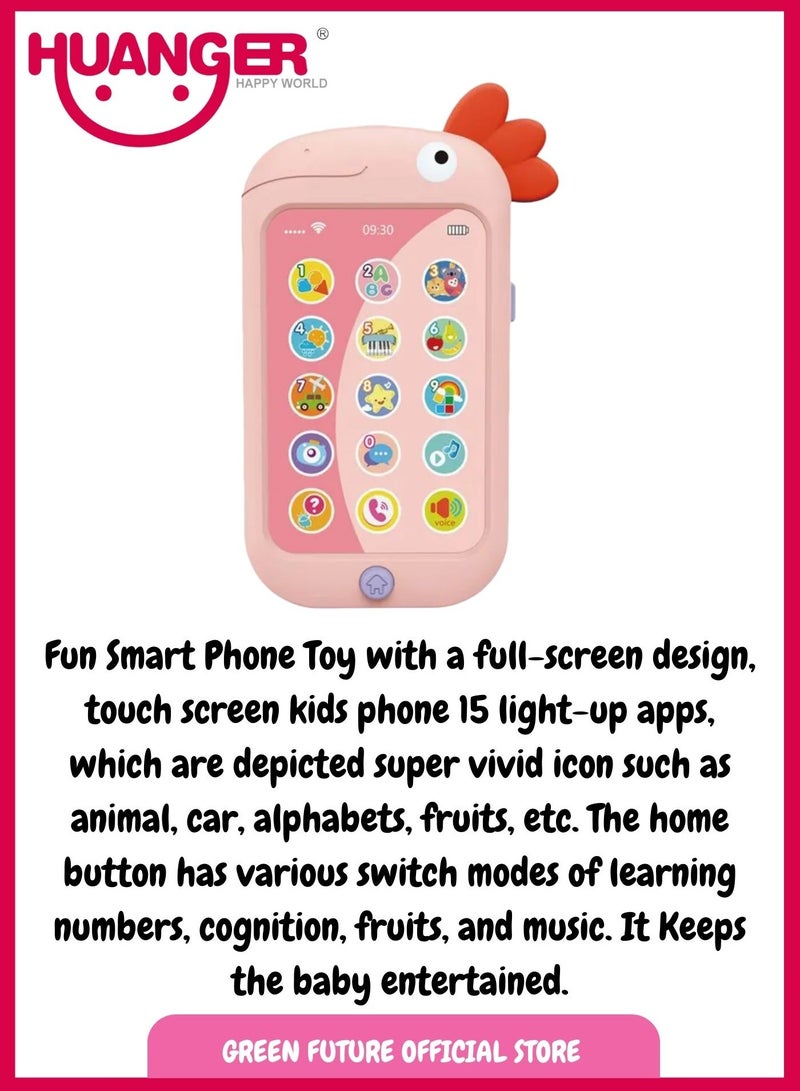 Interactive Baby Phone Toy for Toddlers Educational Toy with Lights, Sounds, and Fun Buttons, Ideal for 1 Plus Year Old's - Pink