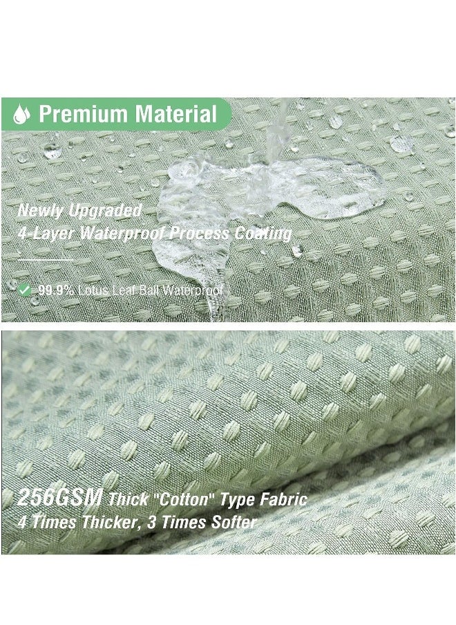 Sage Green Shower Curtain - Waffle Textured Heavy Duty Thick Fabric Shower Curtains for Bathroom, 256GSM Luxury Weighted Polyester Cloth Bath Curtain Set with 12 Plastic Hooks, 72Wx72H