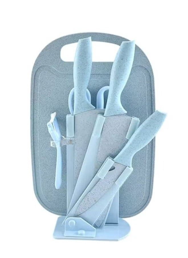 7-piece kitchen knife set blue