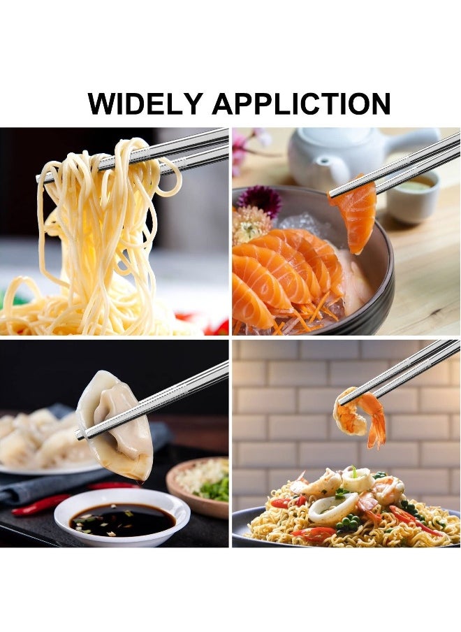 Metal Chopsticks Sets, 5 Pairs Reusable Stainless Steel Chopsticks Square Non-slip Lightweight Dishwasher Chop Sticks Gift Set(Silver)