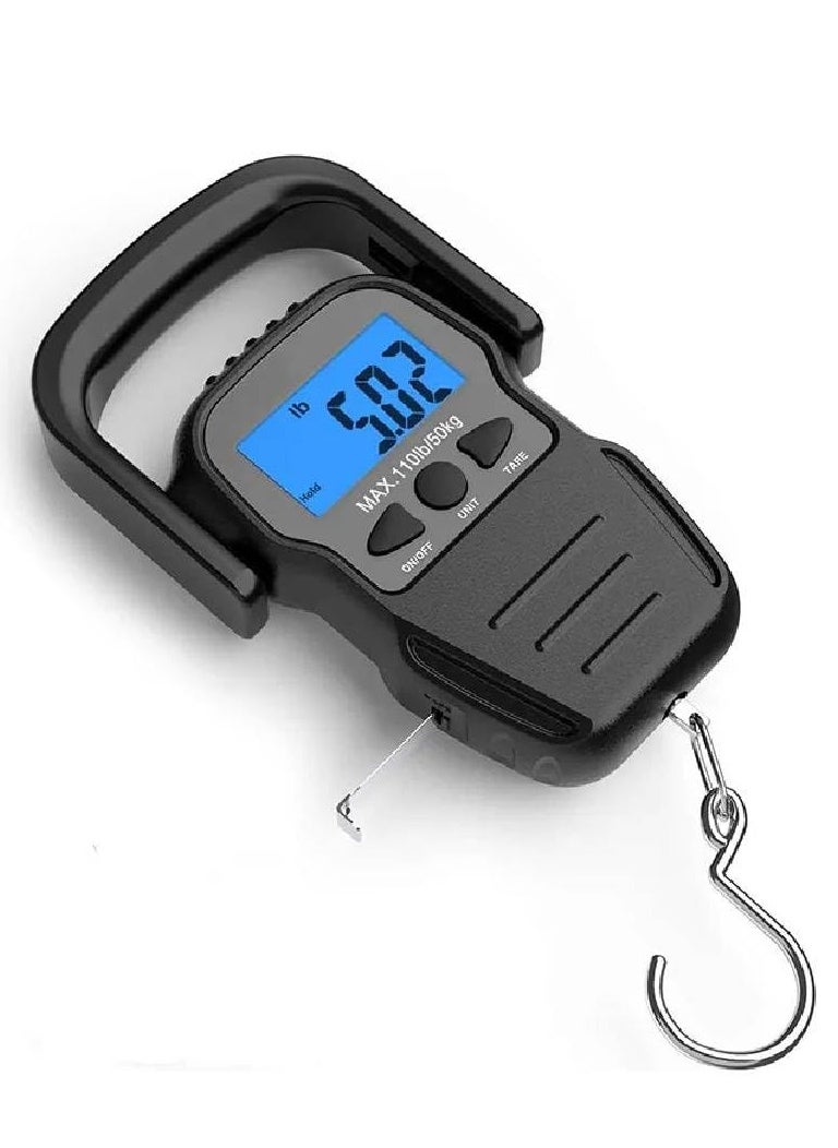 50 KG Digital Luggage Scale Electronic Handle Hanging Weighing Pocket Fish Weight Electronic Scale with 1.5m Measuring Tape