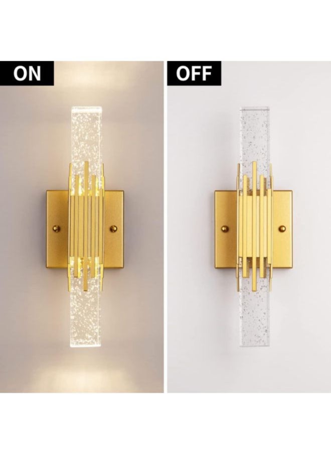 A F N LIGHTING Modern Gold Wall Sconce - Elegant Brass Finish, Indoor Wall Light Fixture for Living Room, Bedroom, Bathroom, or Hallway - Warm LED Compatible