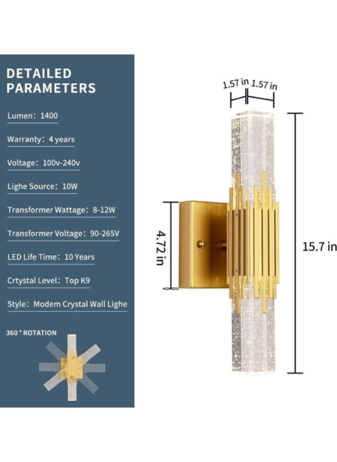 A F N LIGHTING Modern Gold Wall Sconce - Elegant Brass Finish, Indoor Wall Light Fixture for Living Room, Bedroom, Bathroom, or Hallway - Warm LED Compatible