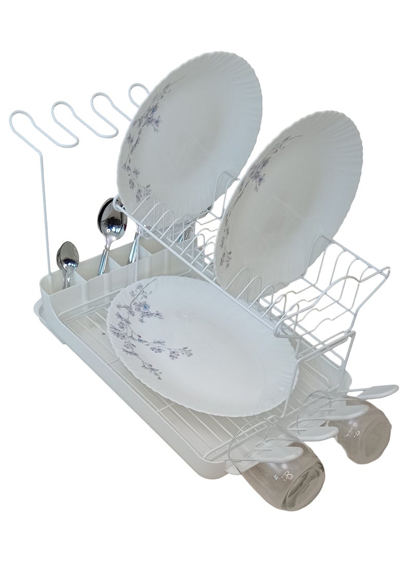 Dish Rack with Draining Tray , Cutlery and Glass Holder