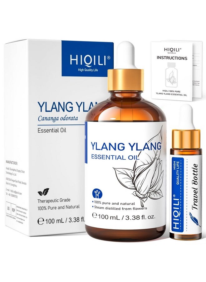 HIQILI Ylang-Ylang Essential Oil, Long-Lasting Scent for Diffuser, Perfumes, Aromatherapy, DIY - 3.38 Fl Oz