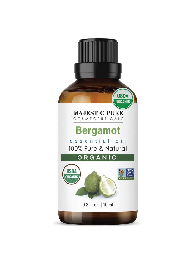 Majestic Pure Organic Bergamot Essential Oil - 100% Pure Bergamot Oil for Aromatherapy, Massage & Topical Uses, Perfect for Diffuser & Essential Oil Diffuser - 0.33 fl. oz