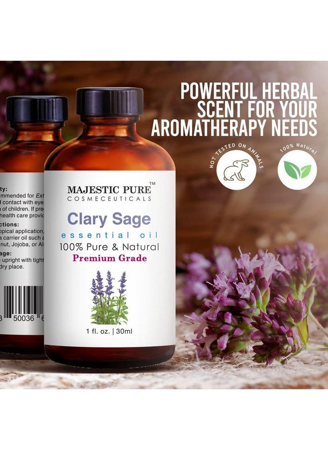 MAJESTIC PURE Clary Sage Essential Oil, Premium Grade, Pure and Natural, for Aromatherapy, Massage, Topical & Household Uses, 1 fl oz