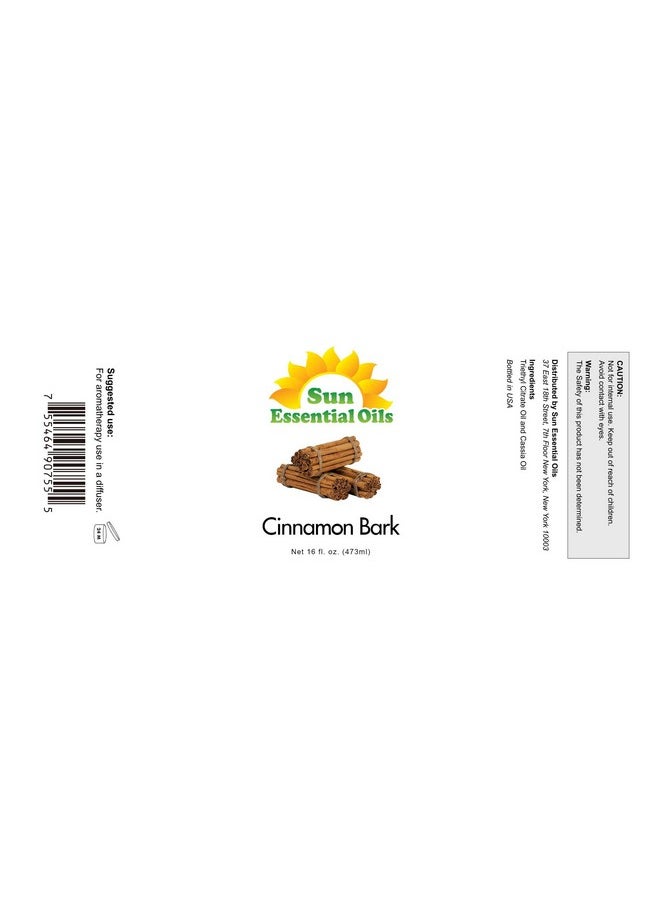 Sun Organic - Cinnamon Bark Essential Oil 16 Ounce for Aromatherapy, Diffuser, Calming, Eases Pain - Aromatherapy Oil - Cinnamon Essential Oil for Diffuser & Candle Making